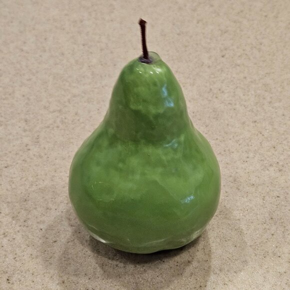 VINTAGE HANDPAINTED CERAMIC GREEN PEAR MAJOLICA DECOR DISPLAY FRUIT VIETRI ITALY - Picture 4 of 7